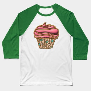 PUFFY 3D CUPCAKE DREAMS Party Pink Buttercream Icing Polka Dots - UnBlink Studio by Jackie Tahara Baseball T-Shirt